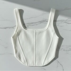 Aritzia Babaton Sculpt Knit Bustier Tank White Corset Tank Top Size M BNWT